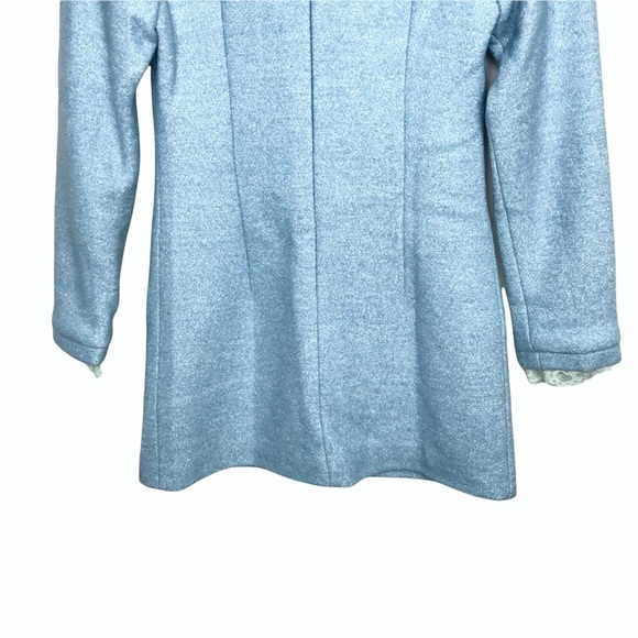 SSXR Blue Frill Neck Wool Blend Structured Mini Dress - Picture 6 of 11